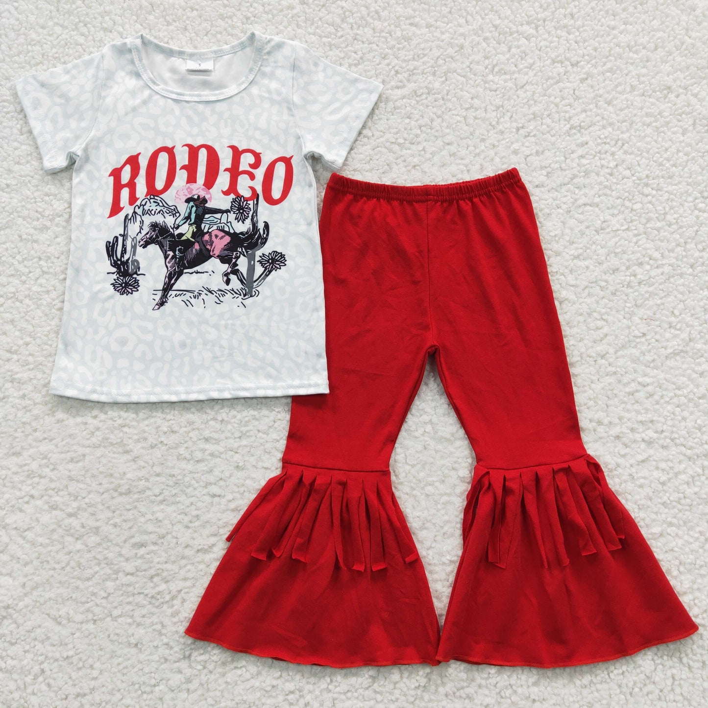 western rodeo cowgirl top tassel ruffle pants outfit