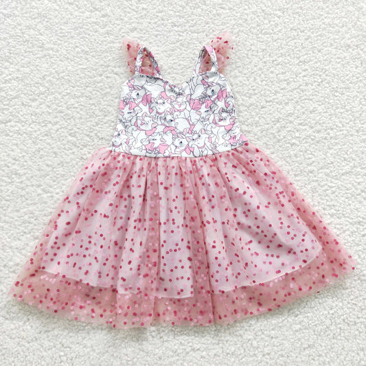 children girls wholesale spring summer cat print dress