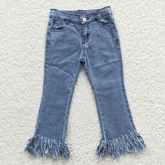 Girls denim pants baby tassel ruffle jeans pants