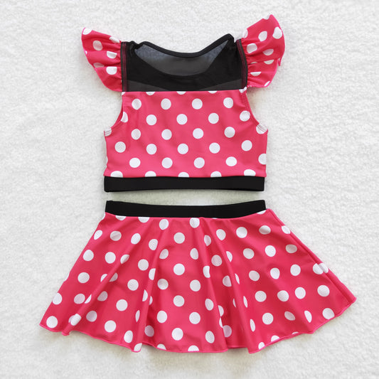 red polka dots design 2pcs summer bathing suit