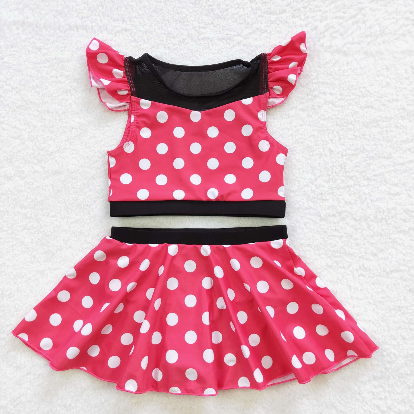 red polka dots design 2pcs summer bathing suit