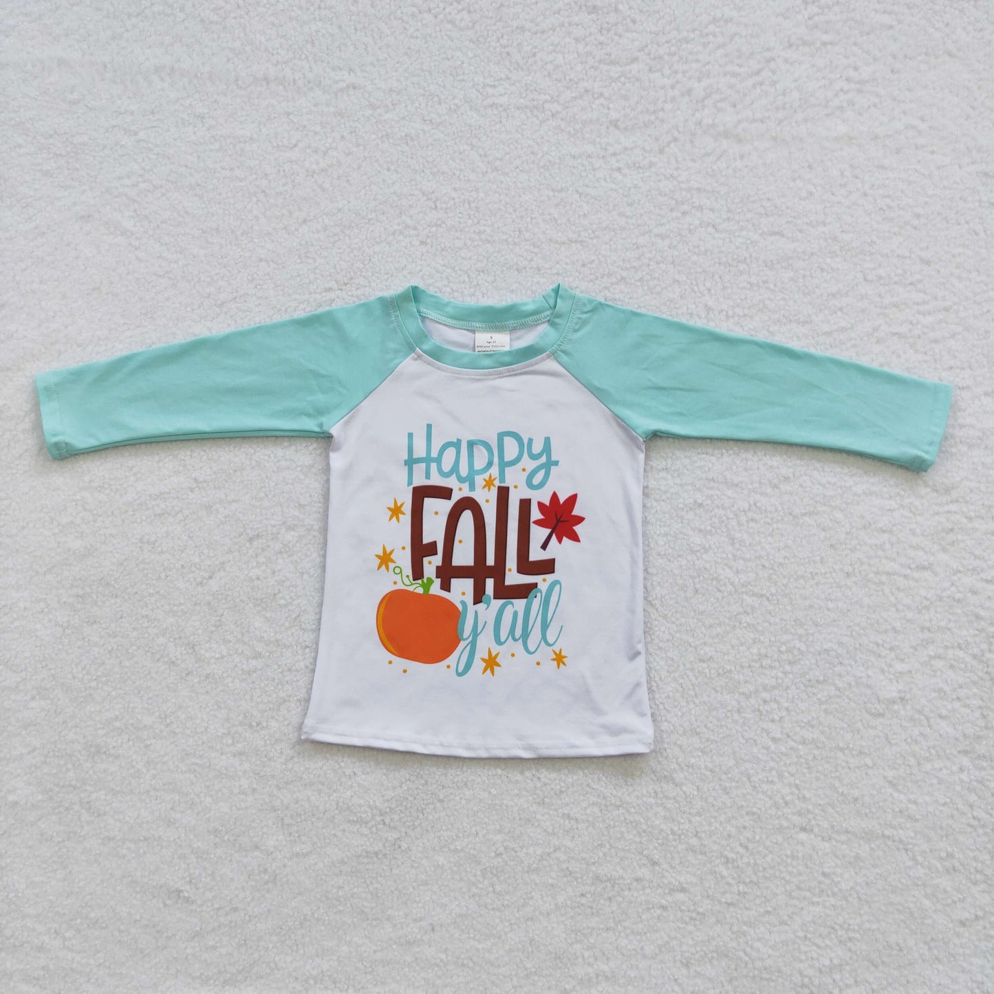 Happy fall yall long sleeve pumpkin raglan top wholesale price