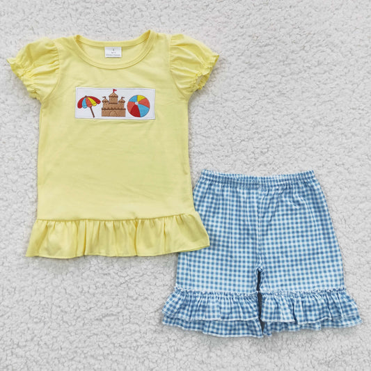 girls wholesale summer beach castle clothing set