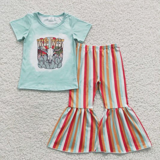 wild west cow design children girls western clothing set