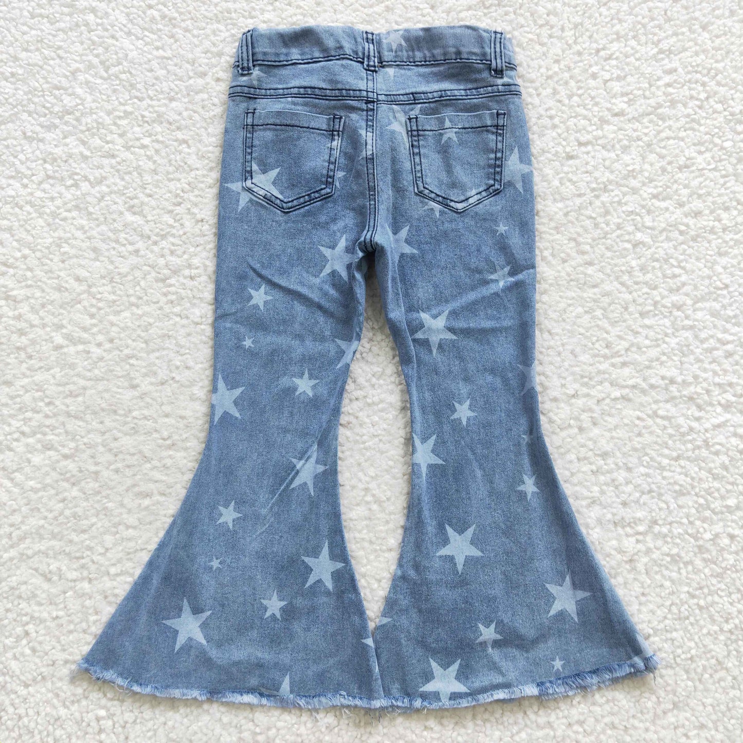 baby girls star print blue denim pants