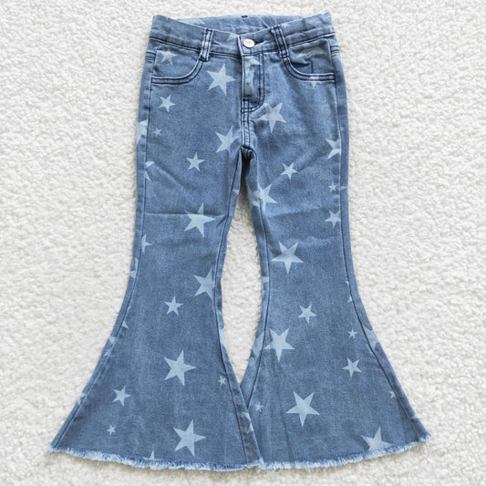 baby girls star print blue denim pants