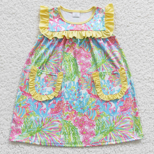 toddle girls floral design one piece boutique dress