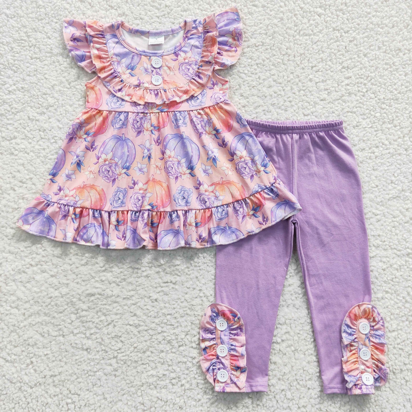 lavender pumpkin tunic top leggings outfit