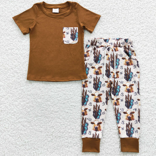 Baby boy short sleeve western cactus outfit