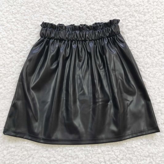 baby girls black p-leather skirt