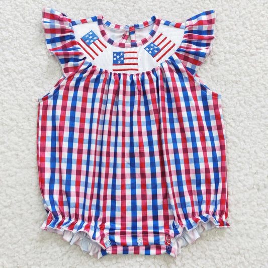 toddle girls July 4th smocked  romper