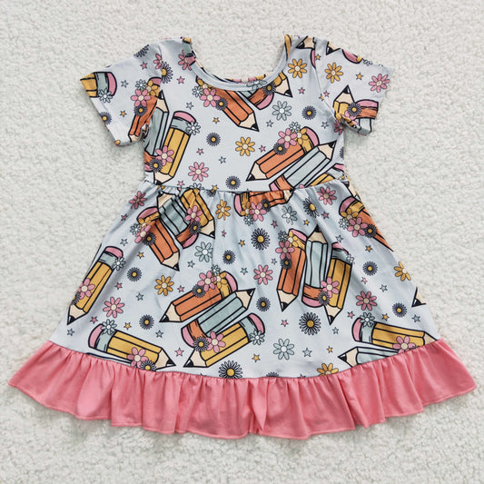 pencil print toddle girls  back to school dress