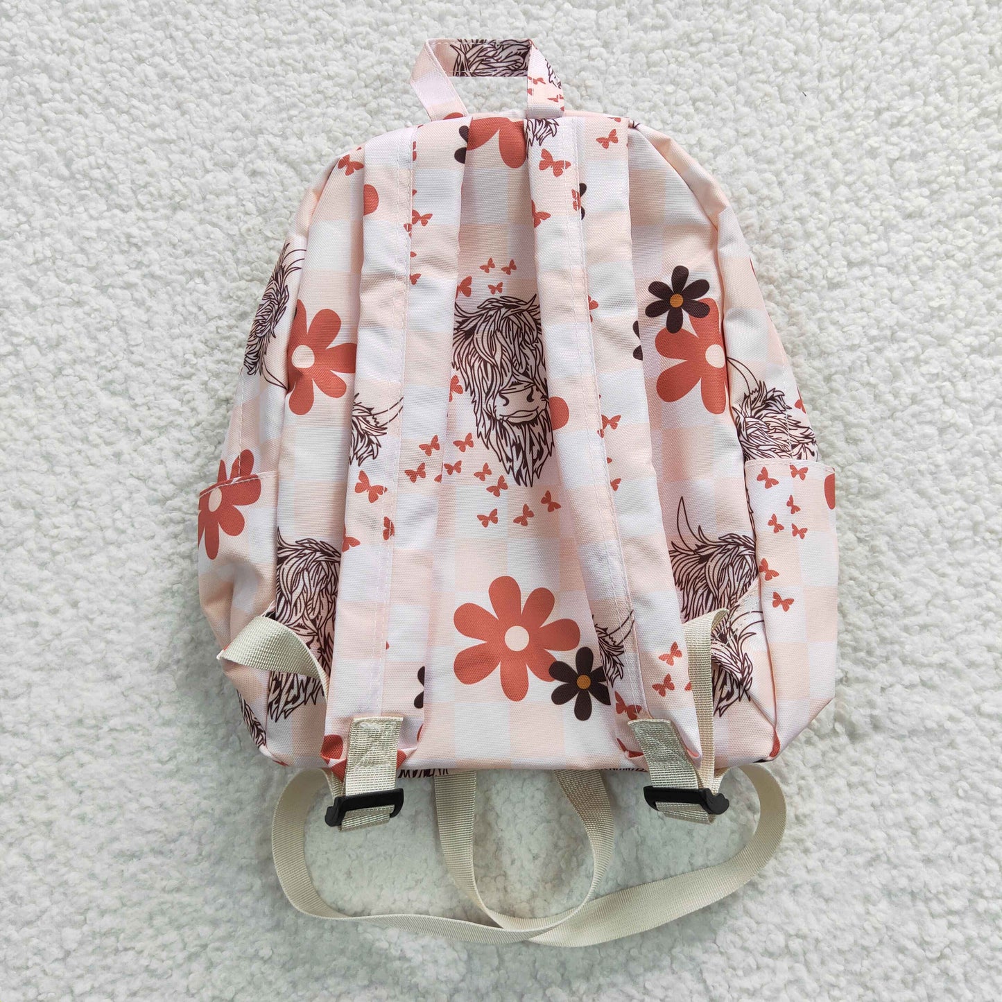 pink flower highland cow shoulder bag mini bag custom backpack