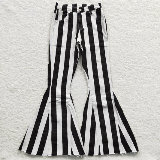 adult black stripes denim jeans pants
