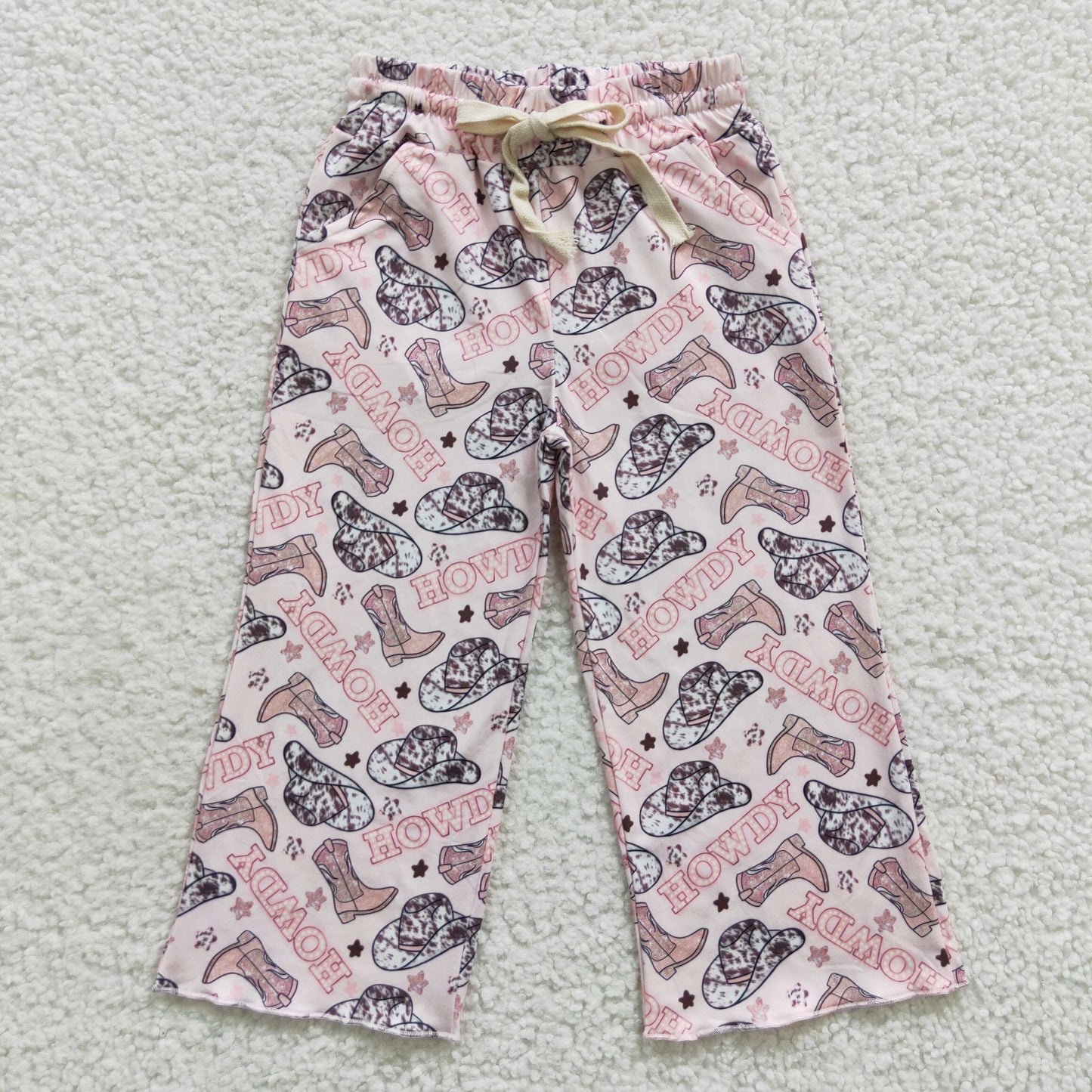 children girls howdy western milk silk pants