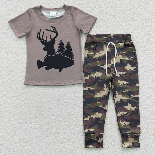 Baby boy short sleeve camo hunting jogger set