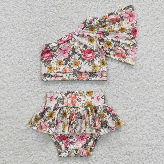 floral ribbed fabrics summer bummie set