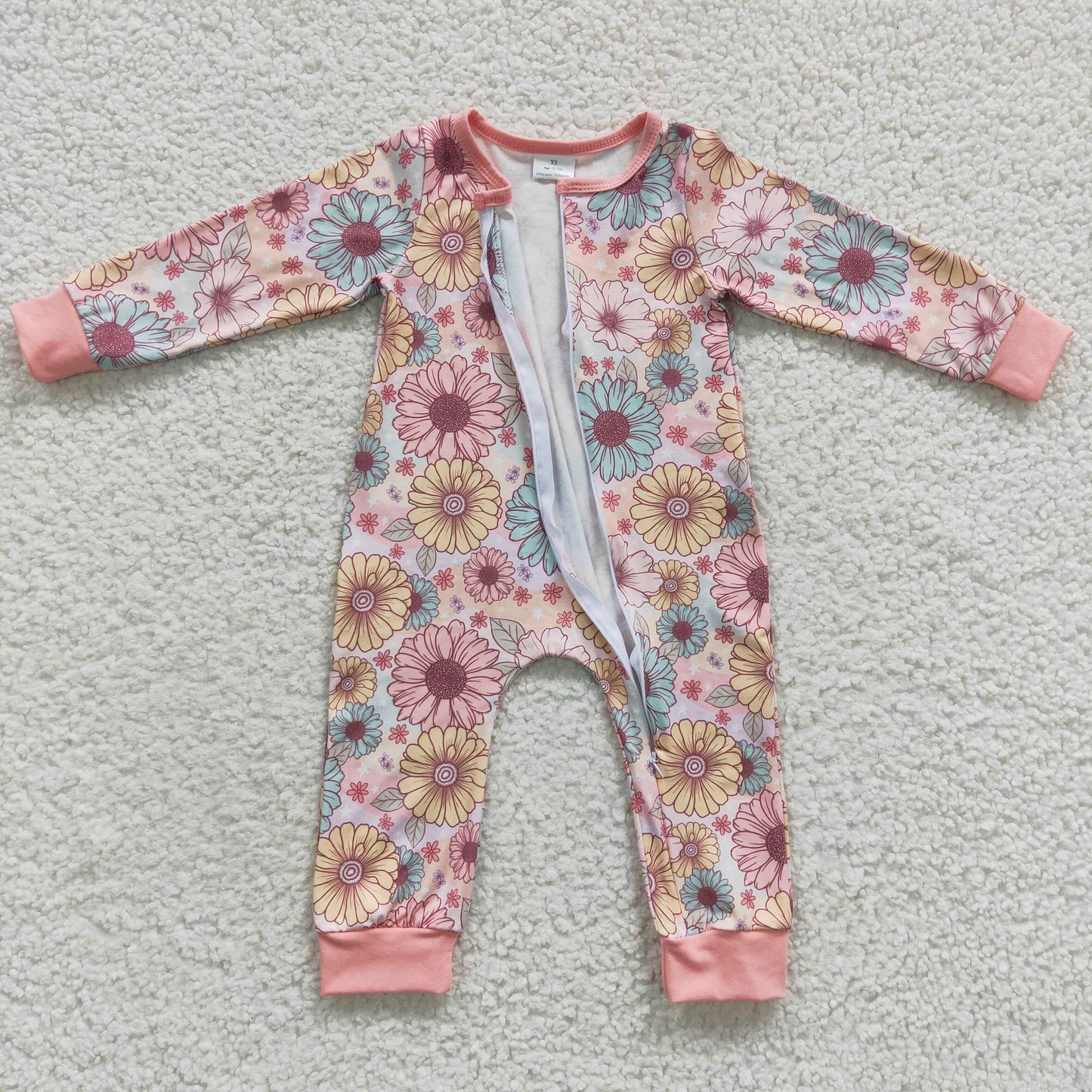 flower girls wholesale long sleeve zip romper