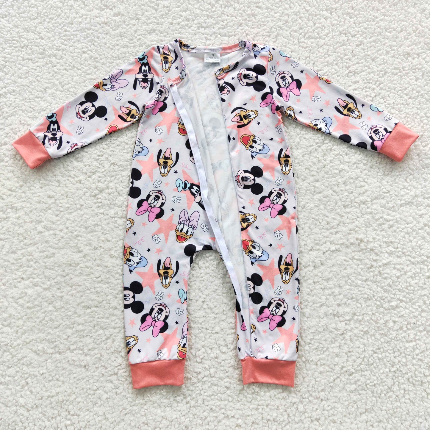 girls long sleeve cartoon zip romper