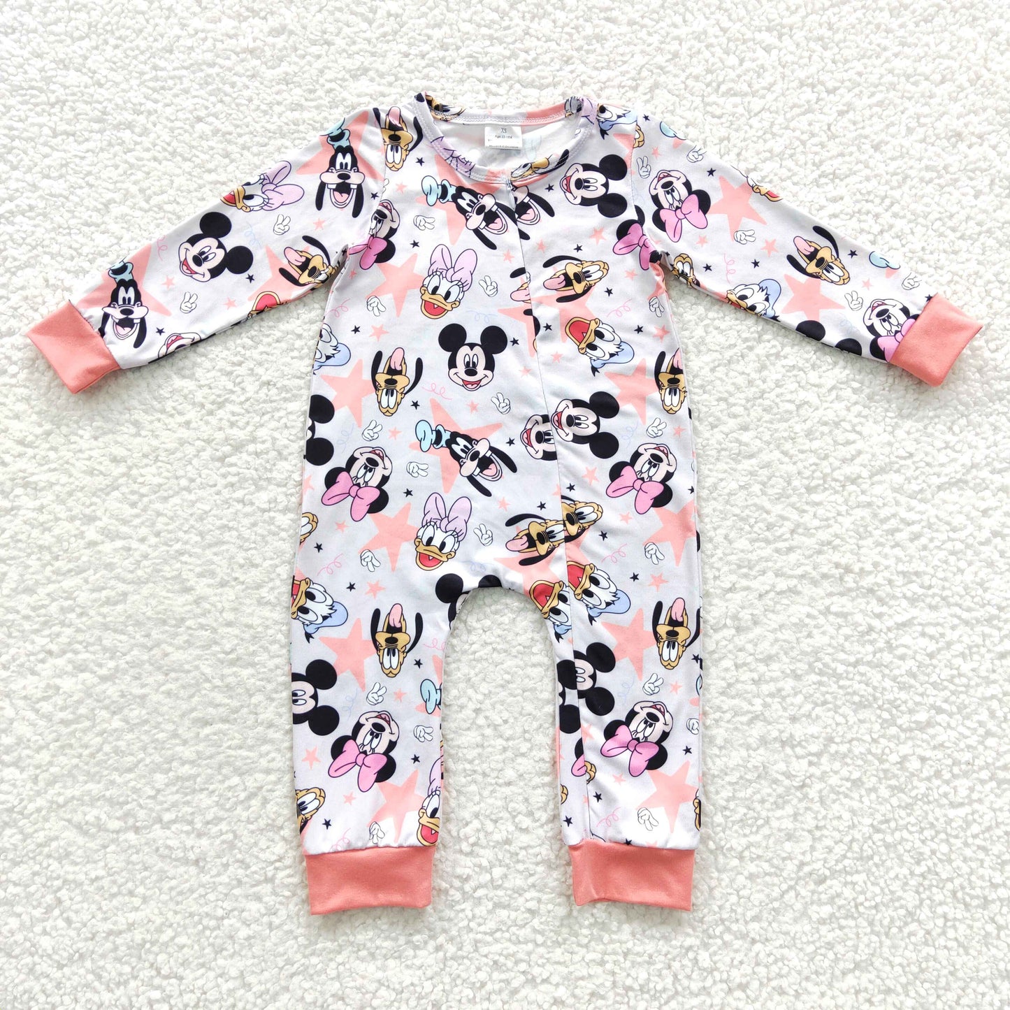 girls long sleeve cartoon zip romper