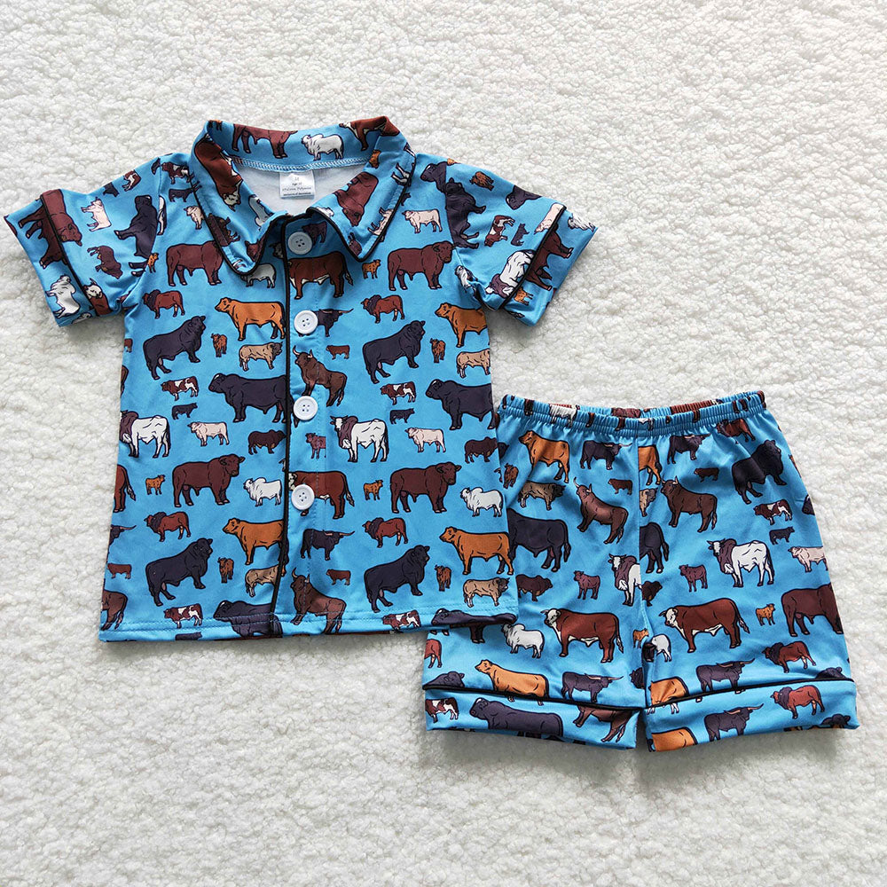 farm cow animal short sleeve 2pcs pajama sets