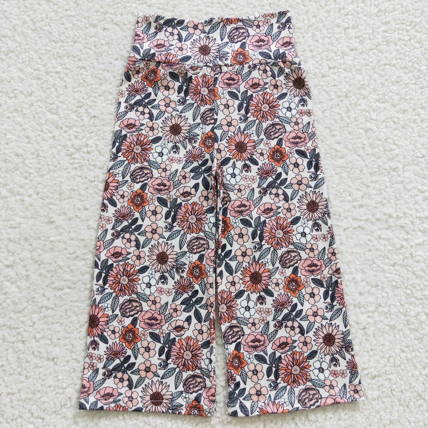 baby girls milk silk floral wide leg pants