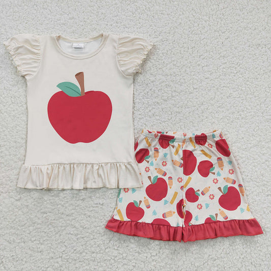 apple top matching shorts back to school outfit baby clothes