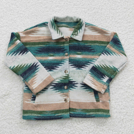 baby long sleeve aztec button up cotton t-shirt