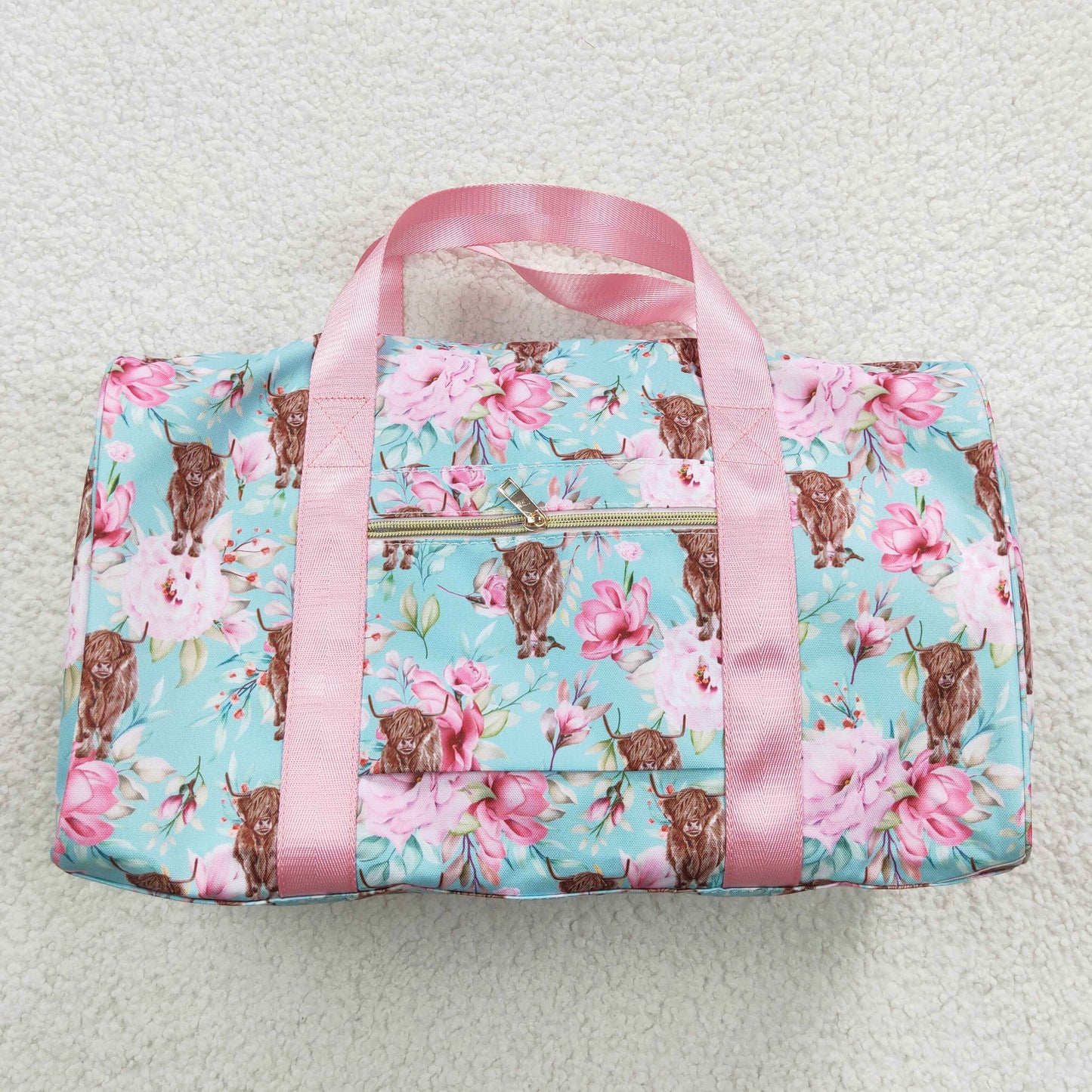 highland cow floral duffel bag girls sports bag