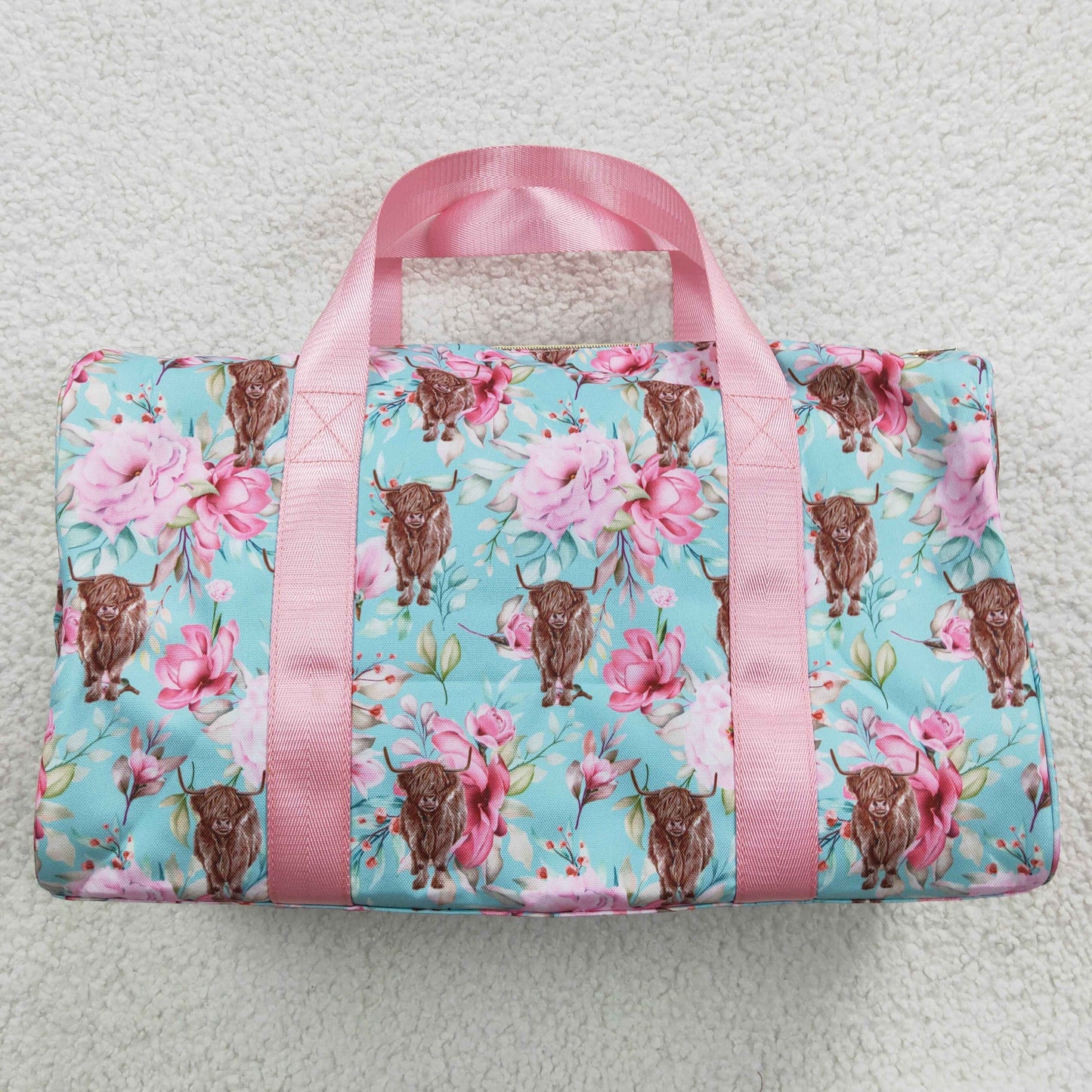 highland cow floral duffel bag girls sports bag