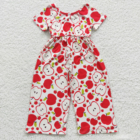 First day school jumpsuit apple print back to school jumpsuit