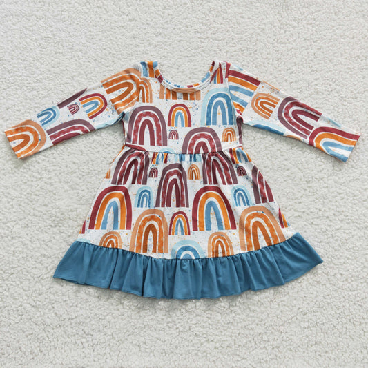 toddle girls long sleeve rainbow boutique dress