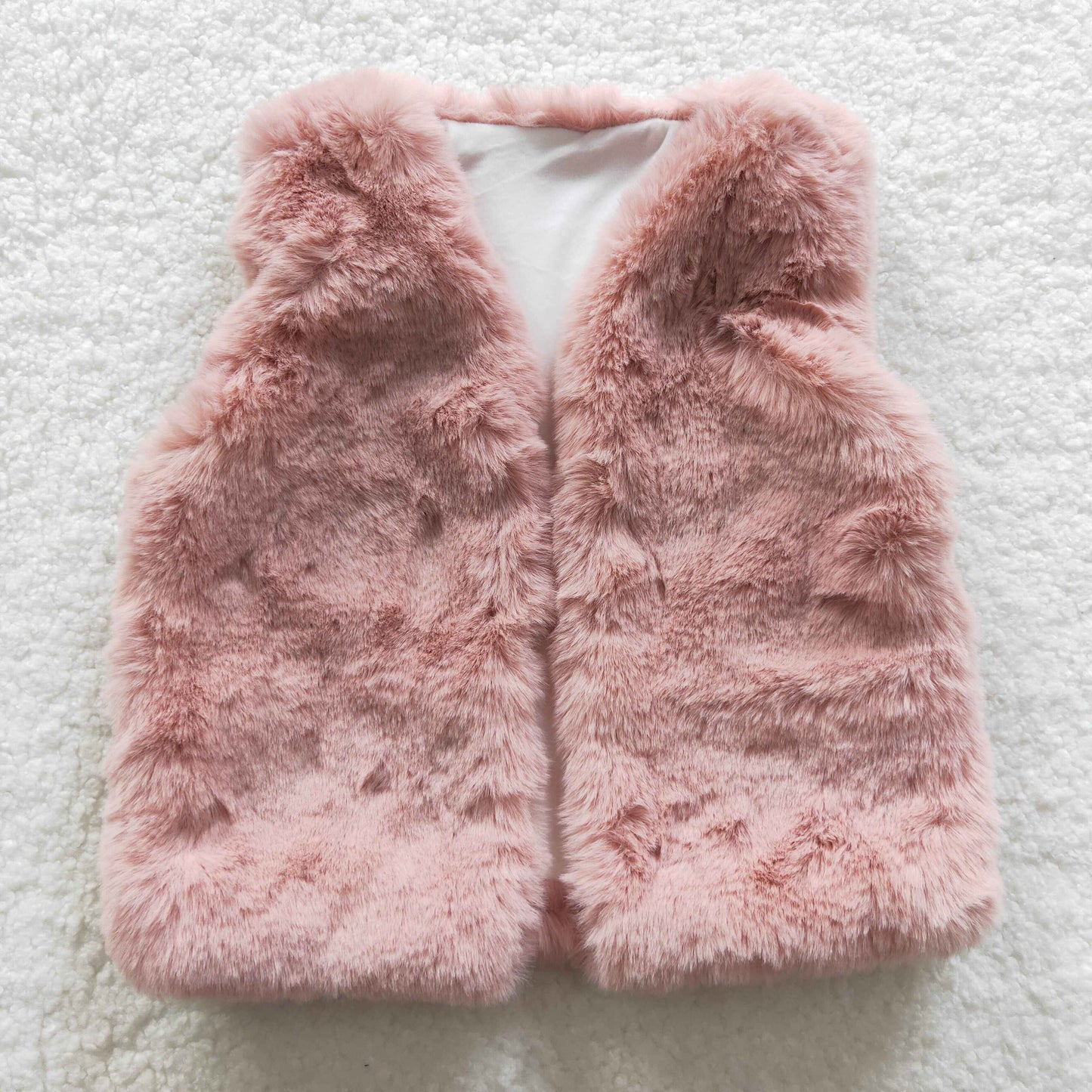 Wholesale Girls pink faux fur vest