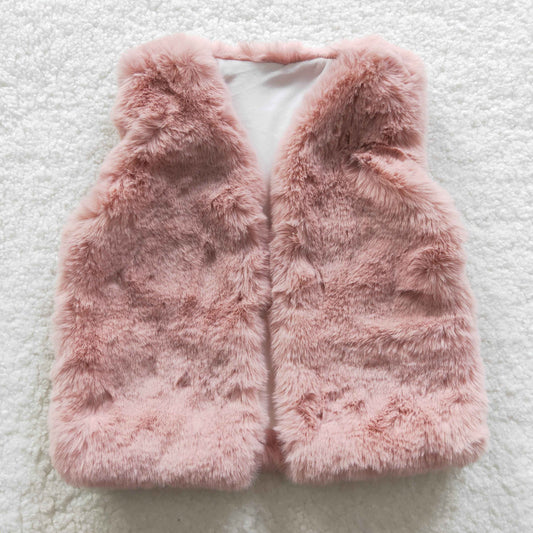 Wholesale Girls pink faux fur vest