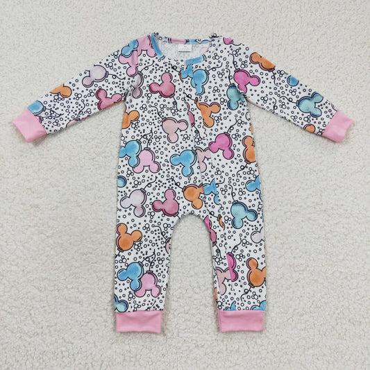 toddle girls long sleeve cartoon zip romper