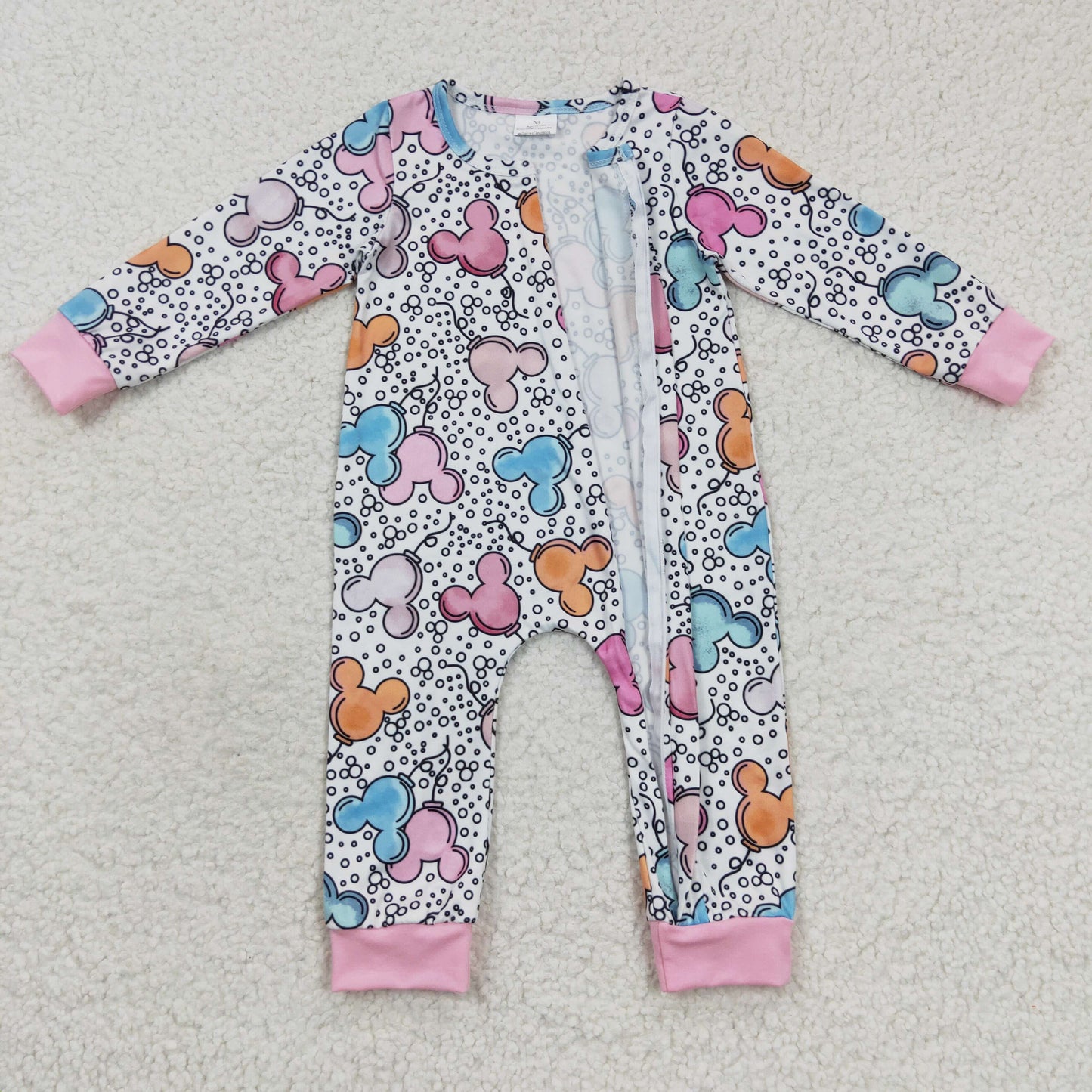 toddle girls long sleeve cartoon zip romper