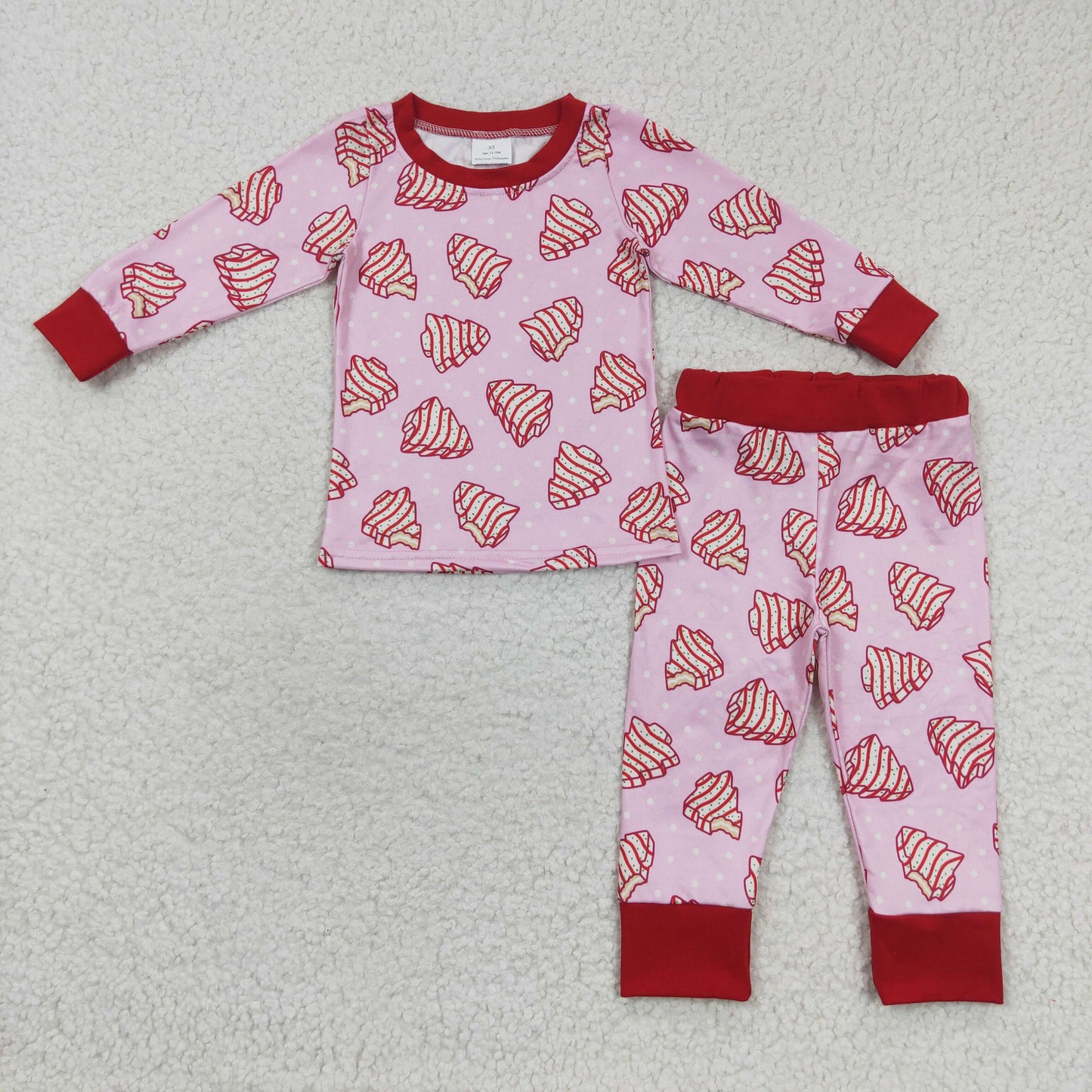 mommy and me Christmas cake print fall winter pajama set