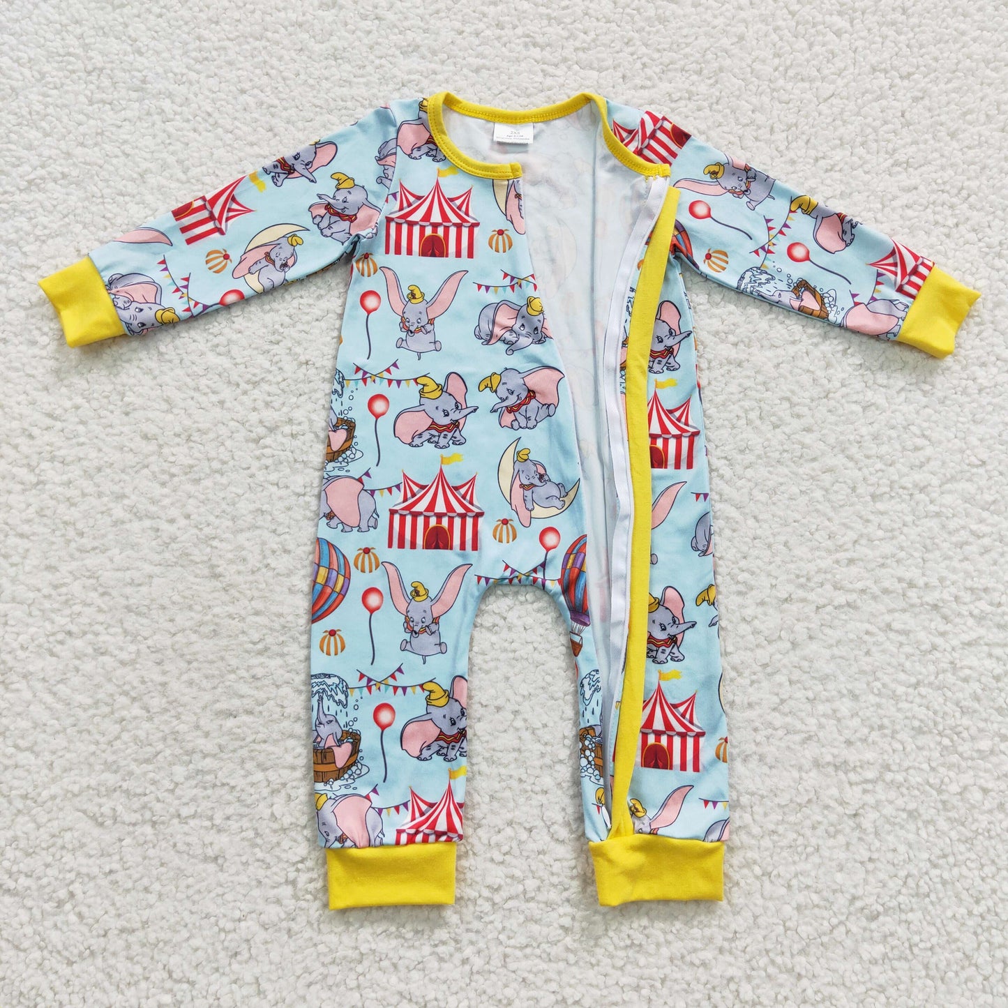 boy long sleeve animal zip romper