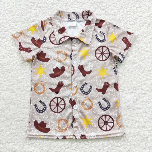 boy short sleeve western t-shirt