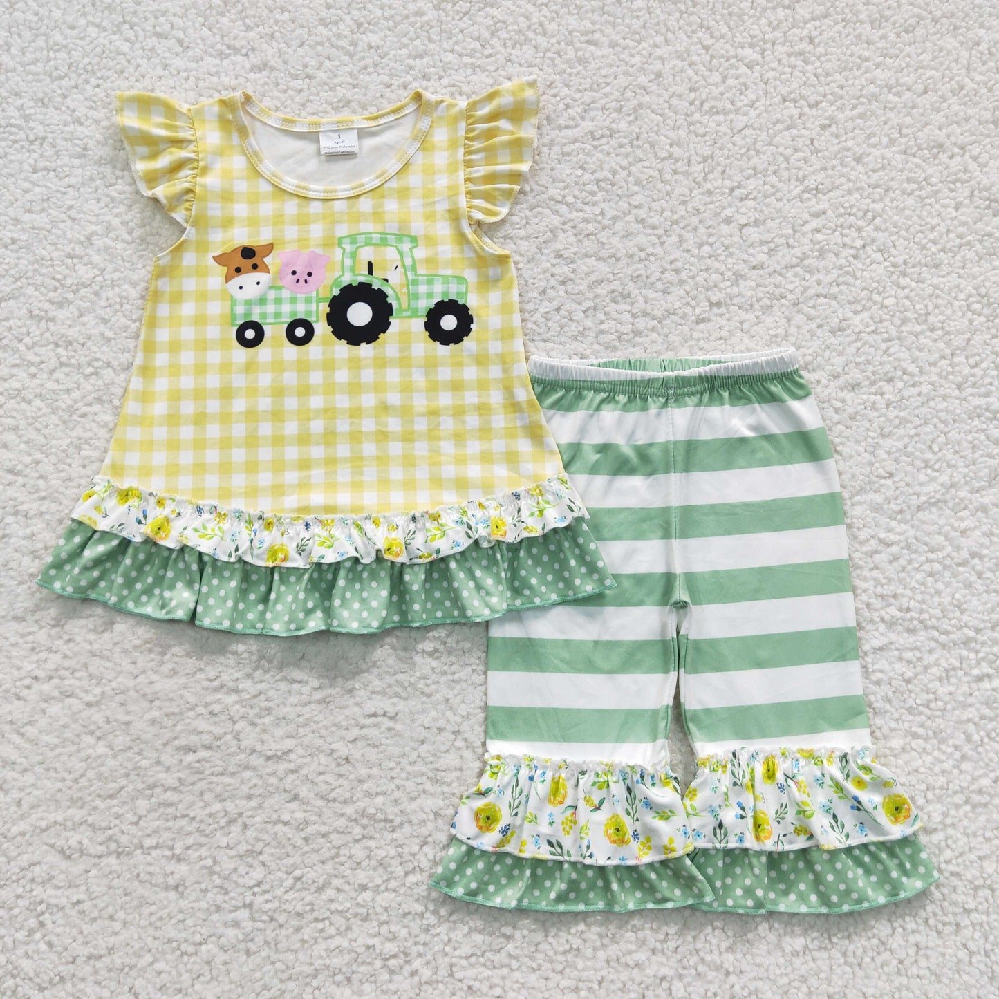 baby girls  tractor print 2pcs outfit