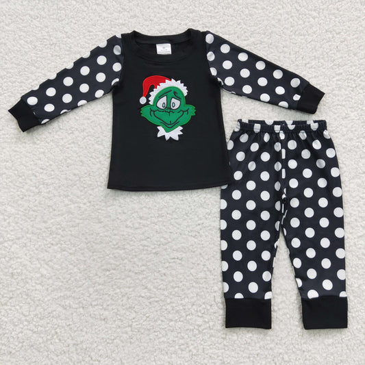 Boy green/black  dots pajama set