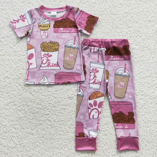 girls wholesale short sleeve 2pcs pajama set
