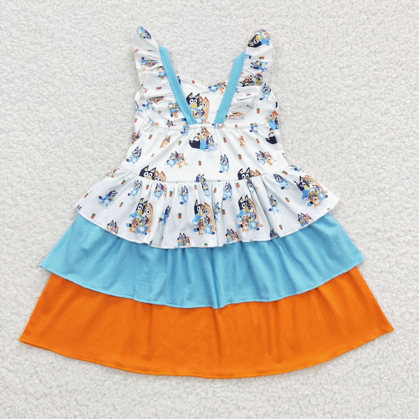 toddle girls children blue dog cartoon dress