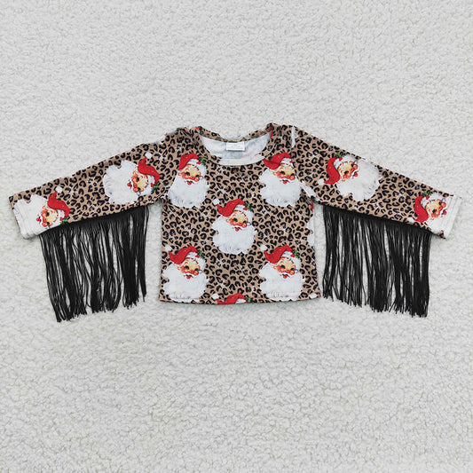 Christmas  Santa Claus long sleeve tassel top