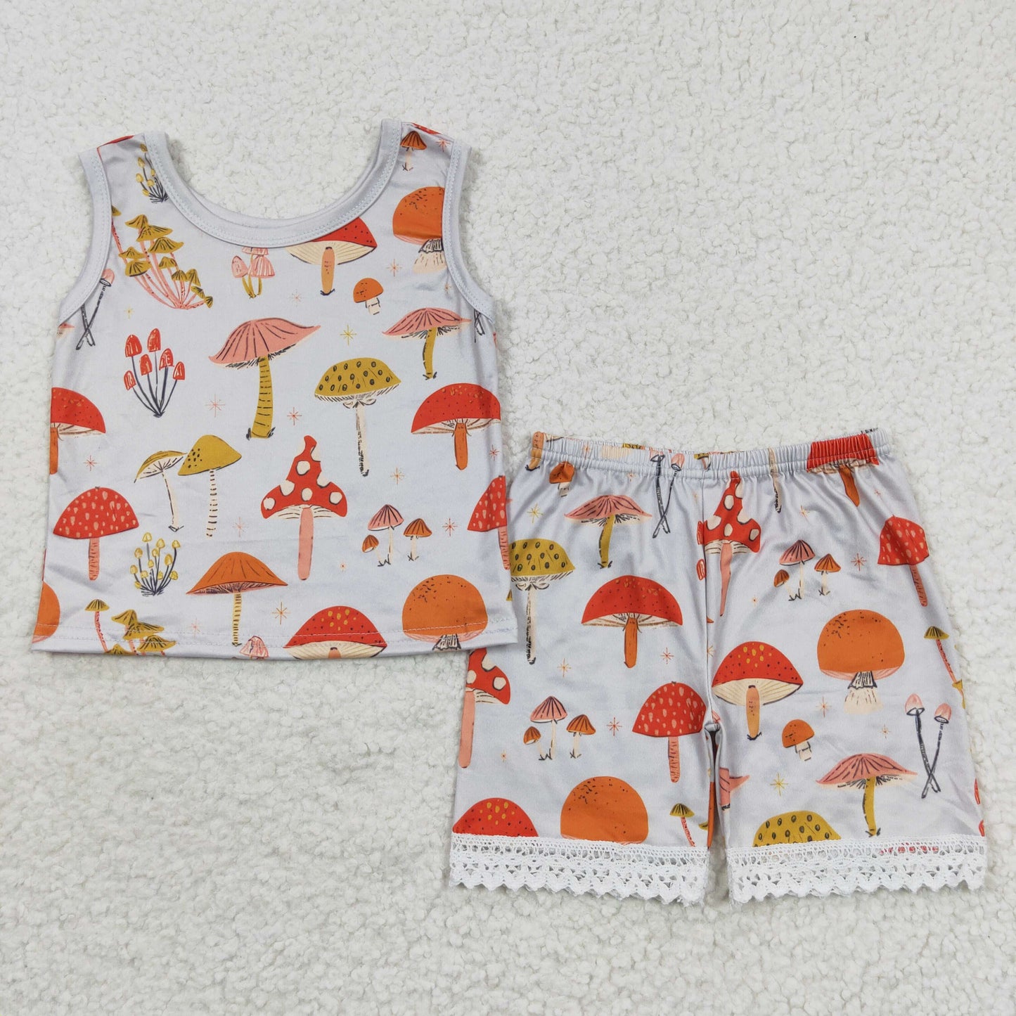 Mashroom print 2pcs summer short set