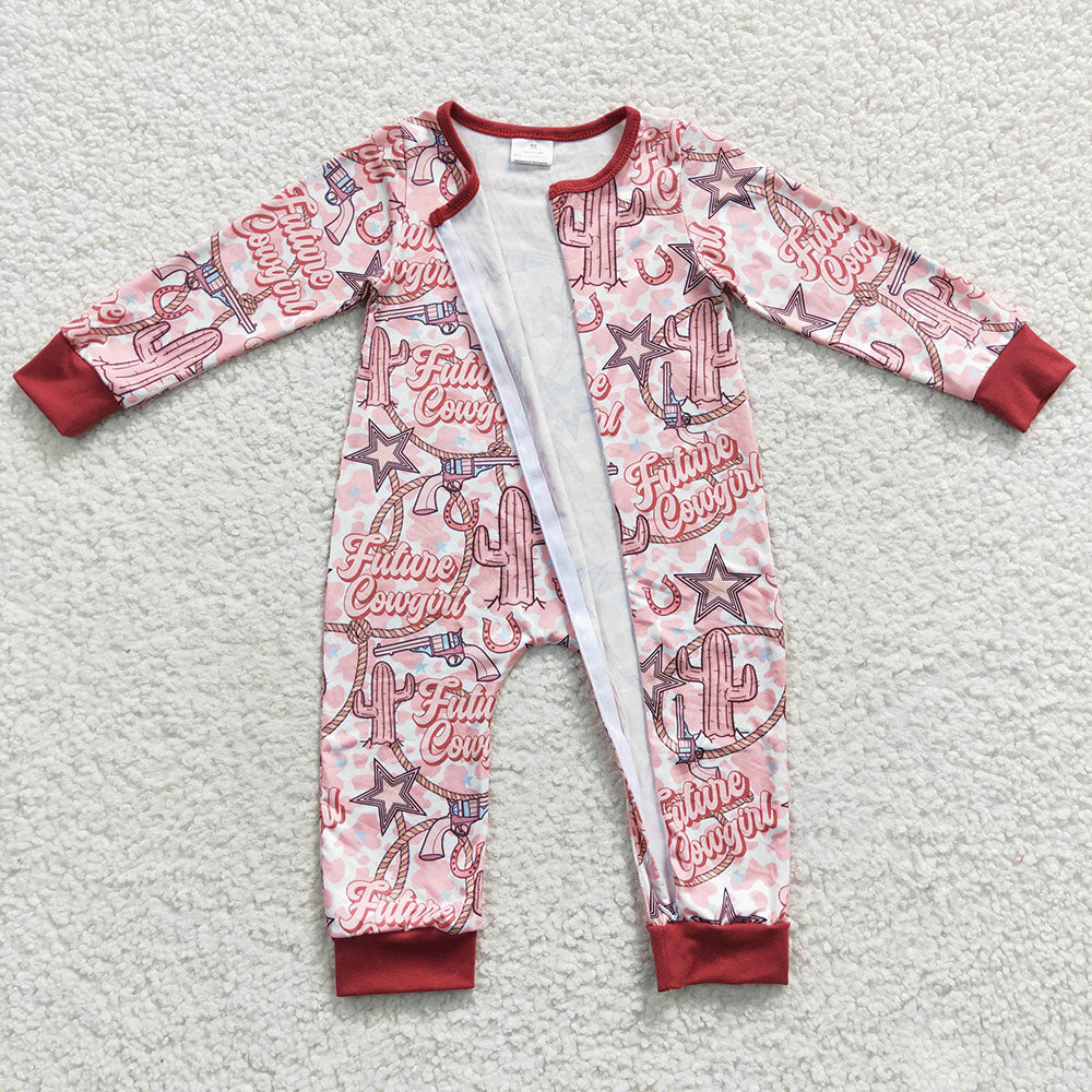 future cowgirl western long sleeve  zip romper