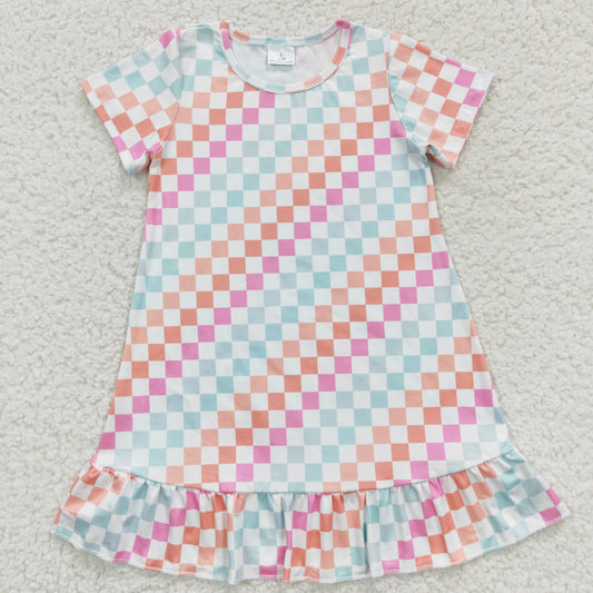 wholesale girls summer dress checkered print baby dress