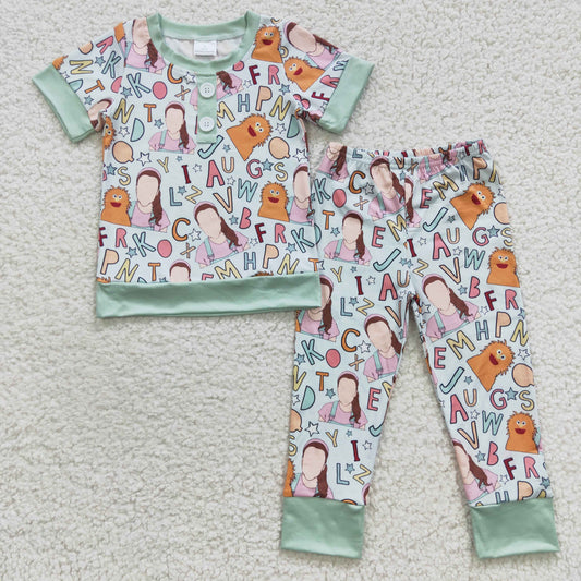 boy wholesale short sleeve teacher pajama set