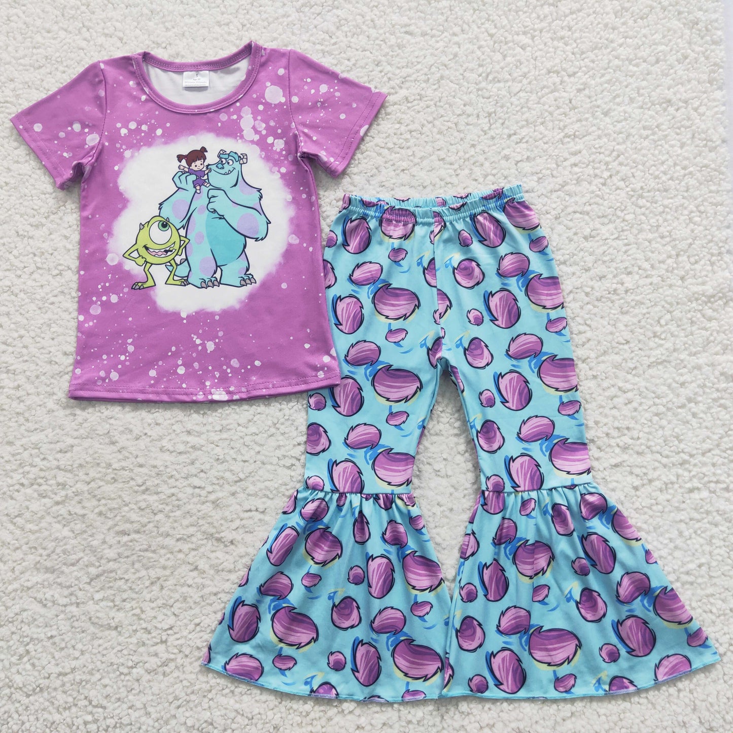 children girls short sleeve cartoon clothing set