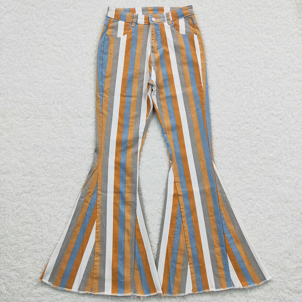 Adult stripes denim bell bottoms wholesale women jeans pants